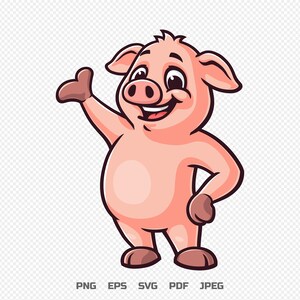 Pig Cartoon Mascot Illustration Character Vector Clip Art Hand Drawn ...