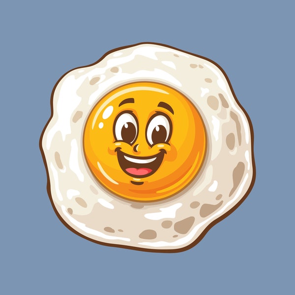 Fried Egg cartoon mascot illustration character vector clip art hand drawn Design