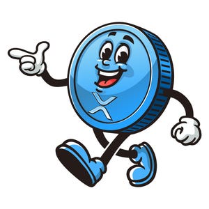 XRP Coin, Cryptocurrency,   Cartoon Character Mascot Illustration Vector Clip-art Hand-drawn Logo Design