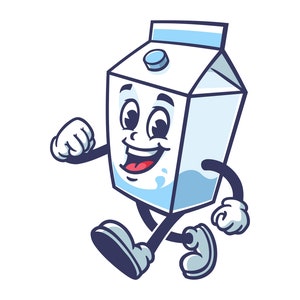 Walking Milk box cartoon mascot illustration design character vector