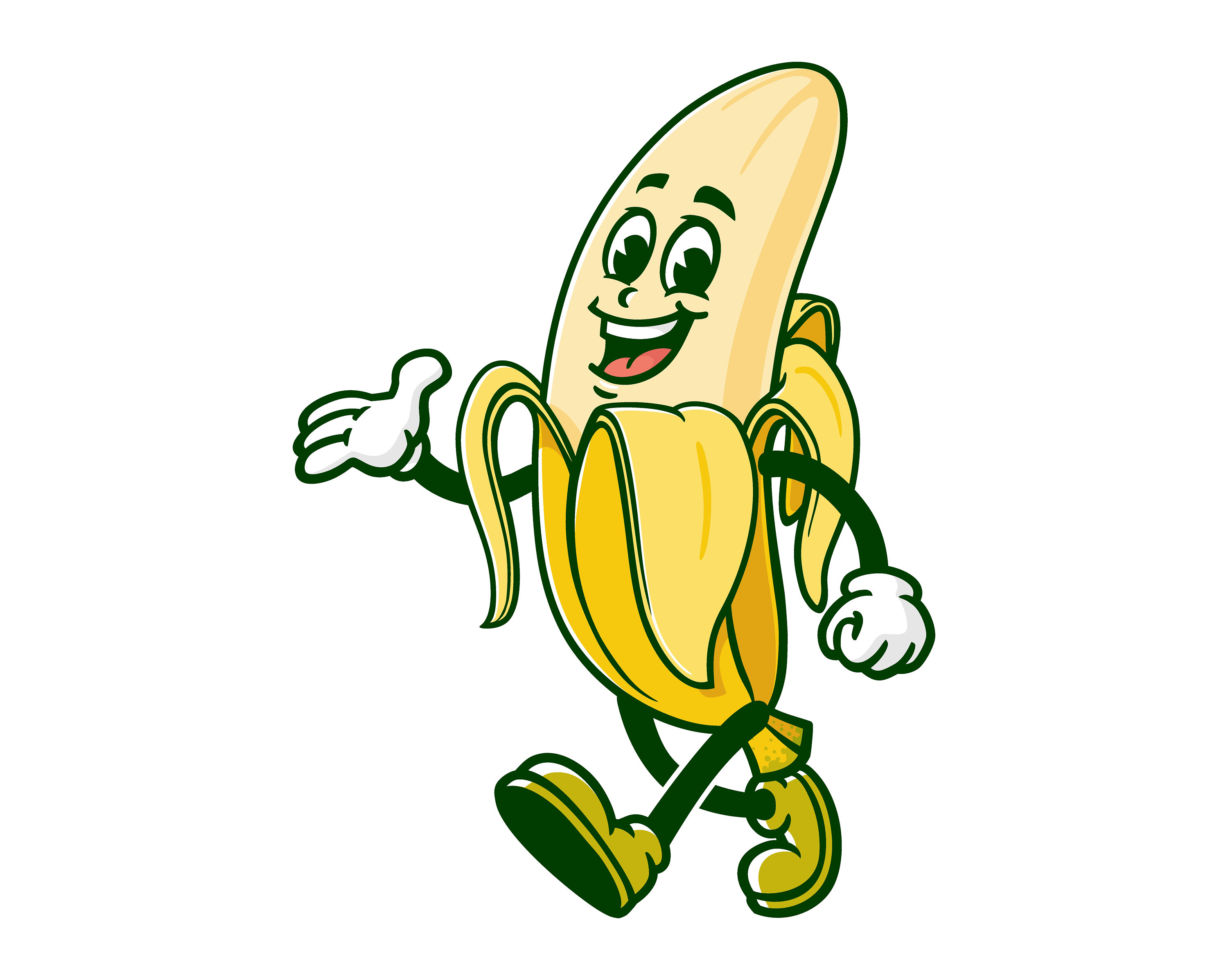 Walking Banana Cartoon Mascot Illustration Design Character Vector