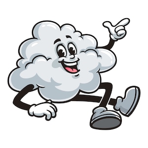 Clouds are relaxing, Cloud Cartoon Mascot Illustration Character Vector Clip-art Hand-drawn Logo Design