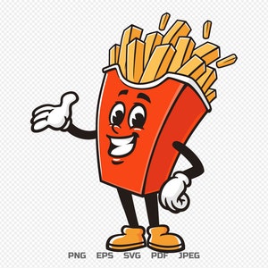 French Fries Cartoon Mascot Vector Illustration Design Character - Etsy