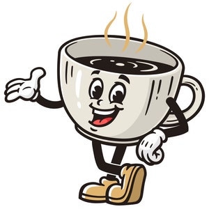 Koffiekopje cartoon mascotte illustratie ontwerp karakter vector
