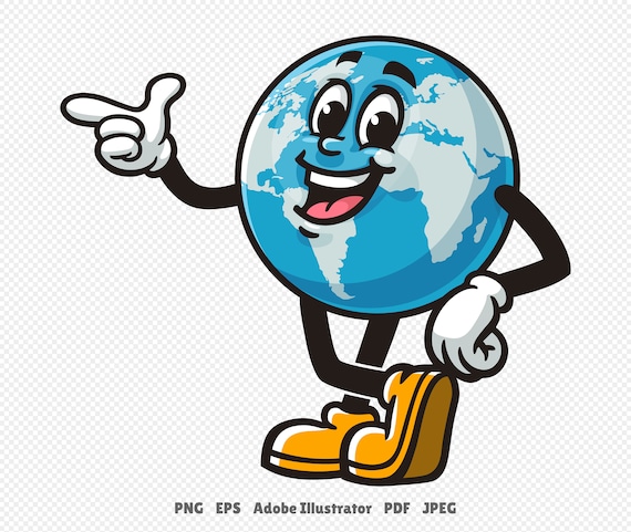 Earth Globe Cartoon Mascot Illustration Character Vector Clip-art