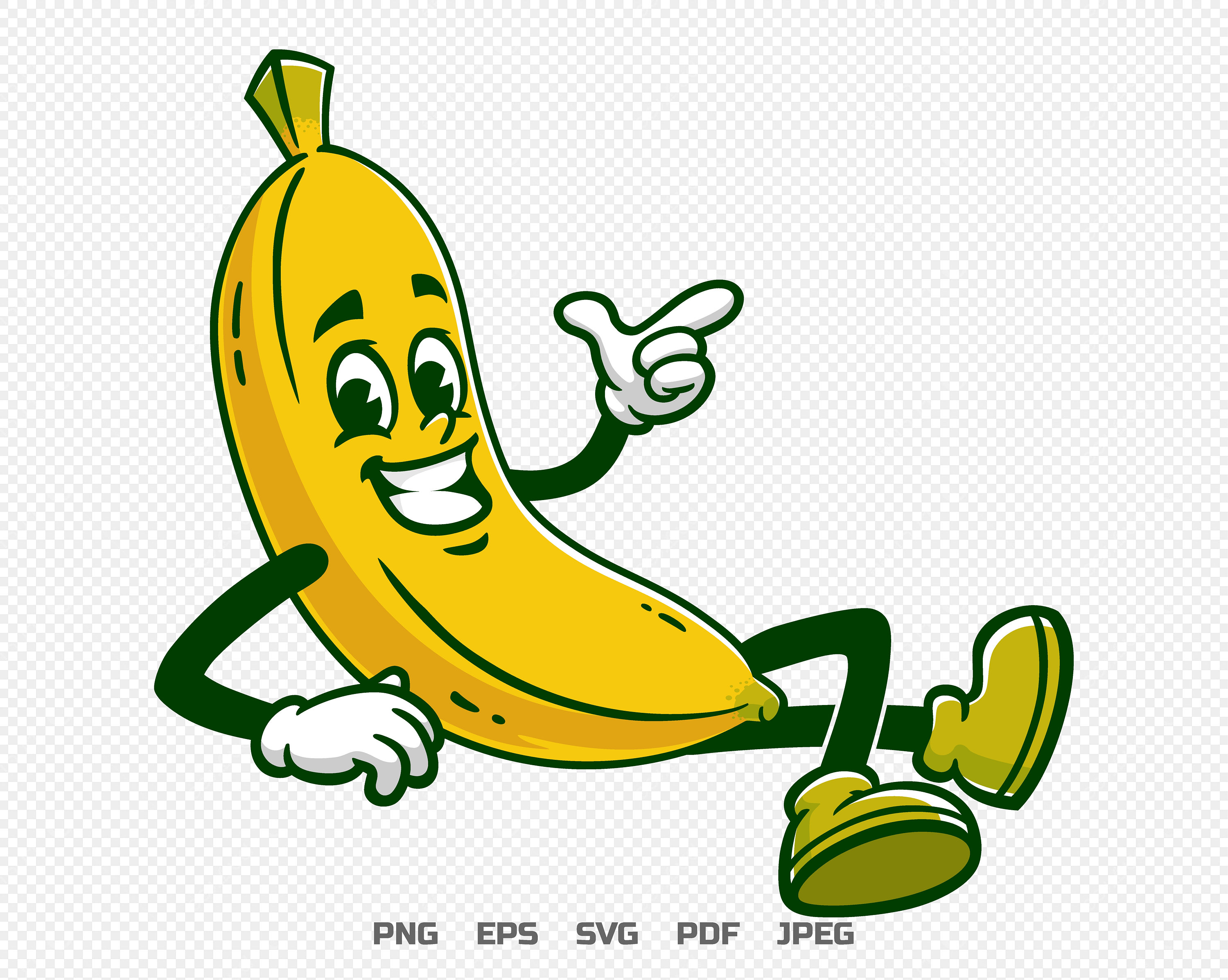 Banana Cartoon Mascot Illustration Vector Clip Art Design