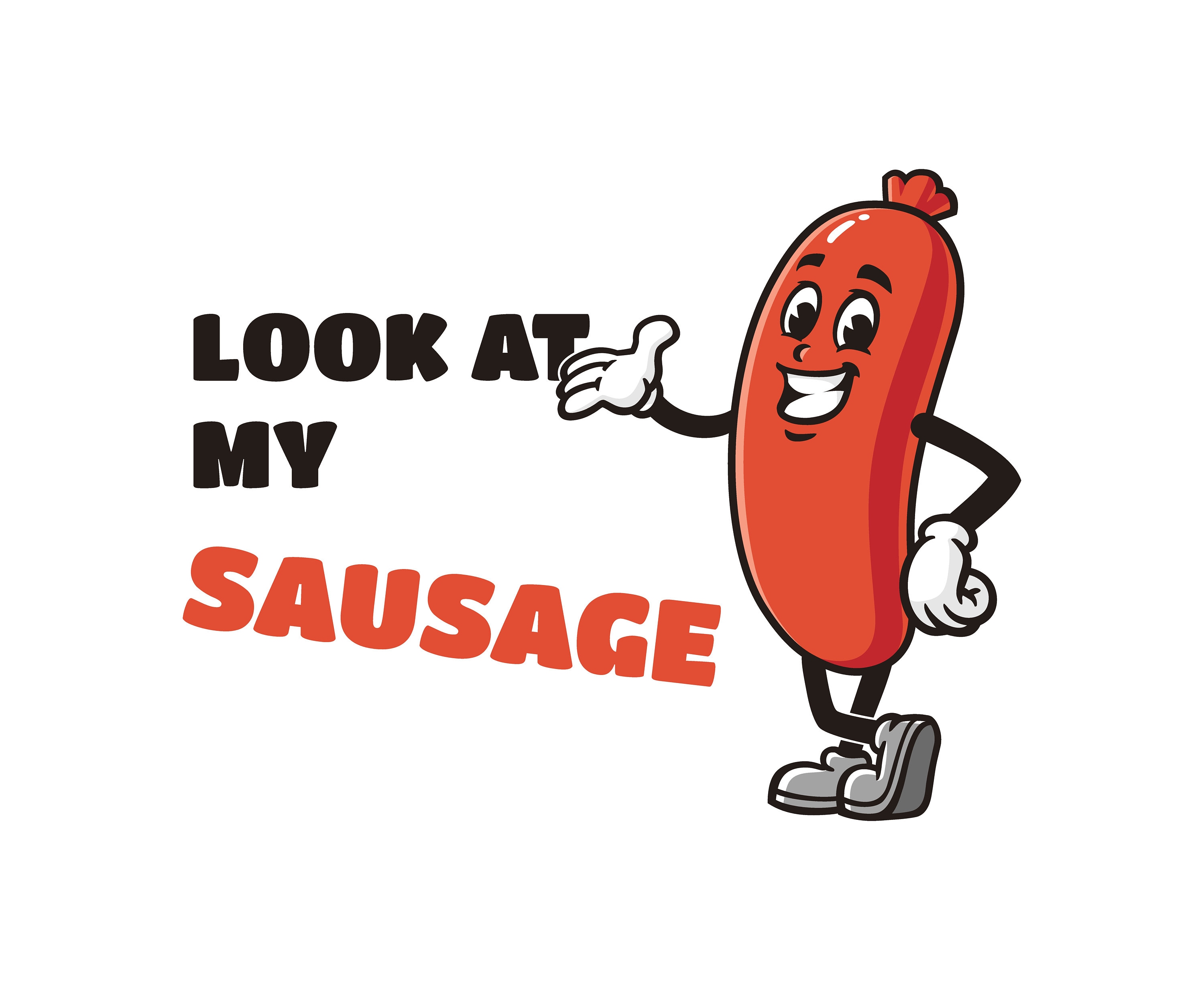 Look at my Sausage, vector mascot illustration of Sausage Design