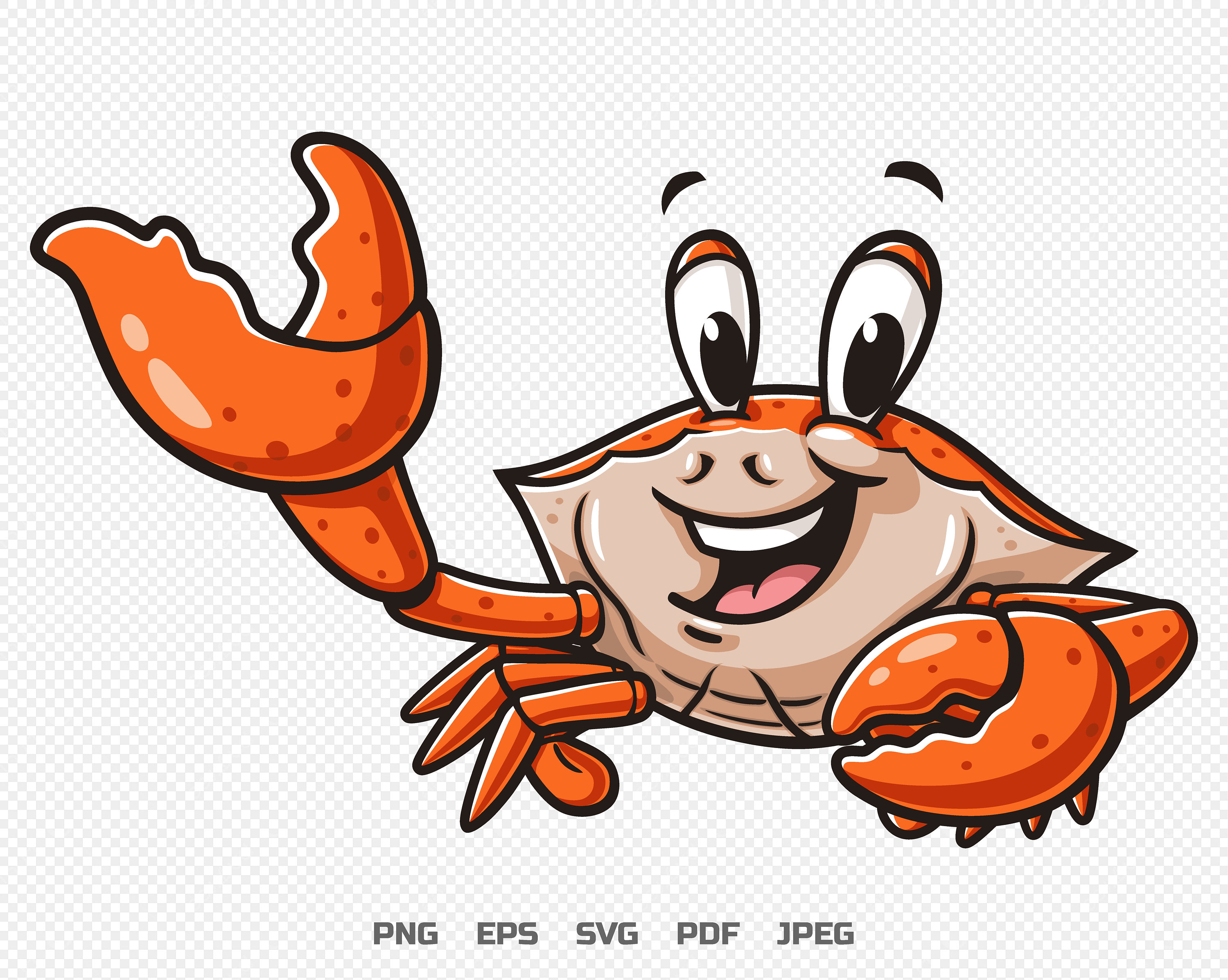Crab Cartoon Mascot Illustration Character Vector Logo Clip Art