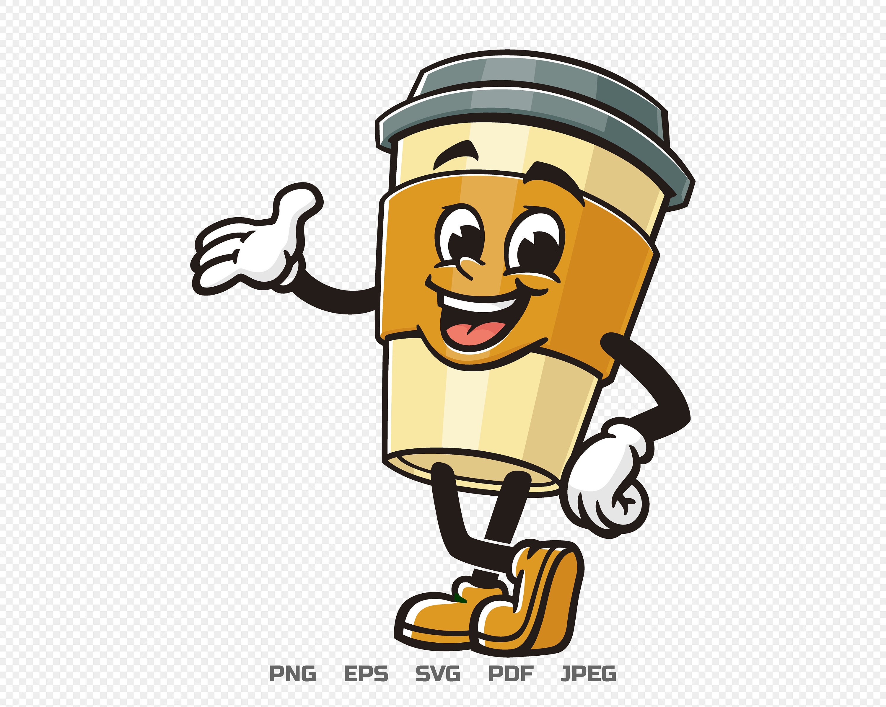 Coffee Cup Cartoon Mascot Vector Illustration Design Character - Etsy