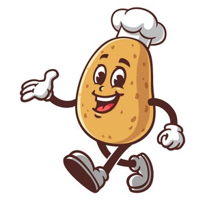 Walking Potato cartoon mascotte illustratie ontwerp karakter clip art vector