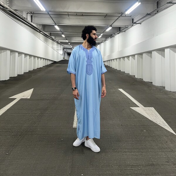 Baby Blue Moroccan Djellaba / Kandora / Jubba / Thobe / Jalabiya