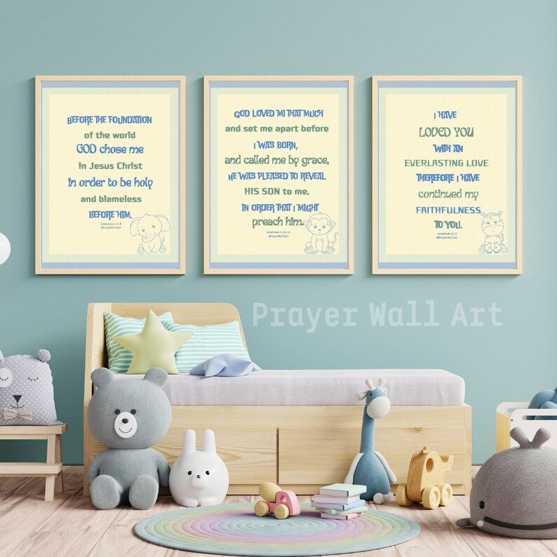 Prayer Wall Art About Children, Set of 5 Printable Images, Bible Verses ...