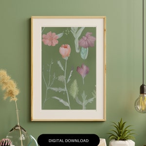 Printable Botanical Wall Art Watercolor Floral Wall Print Floral Wall ...