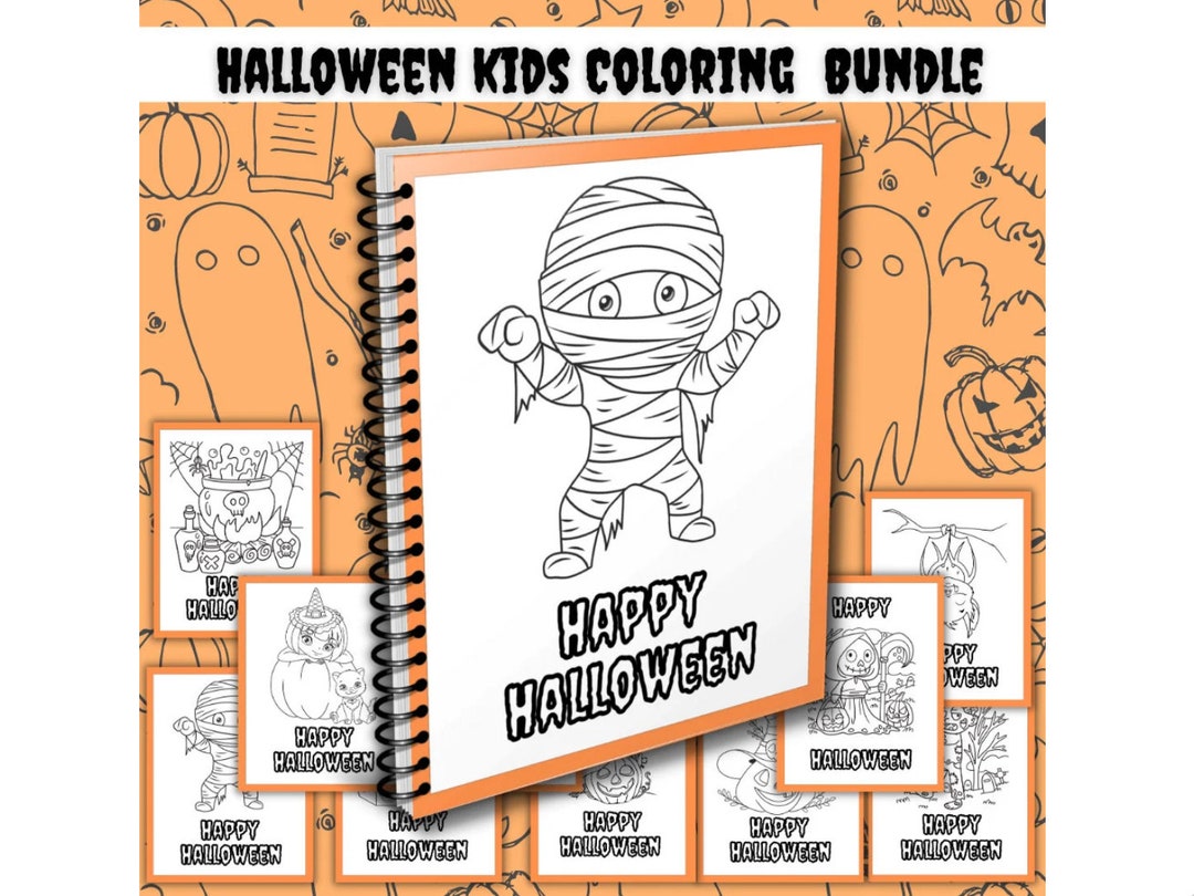 Halloween Coloring Pages Bundle Printable - Etsy