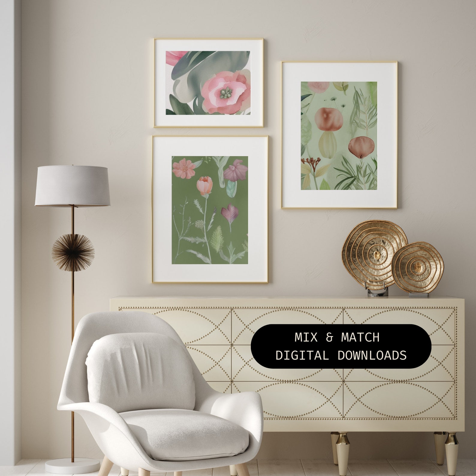 Printable Botanical Wall Art Watercolor Floral Wall Print Floral Wall ...