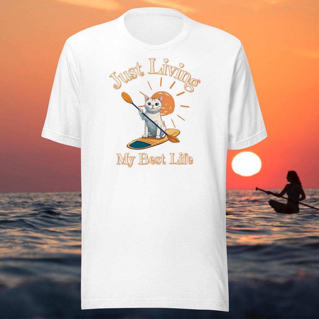 Cute Paddle Board Shirt Ladies Paddle Boarding Tshirt Cat SUP Tshirt