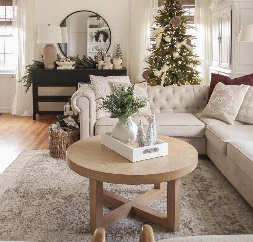 Oak Round Coffee Table Wood Coffee Table Oak Wooden Coffee Etsy