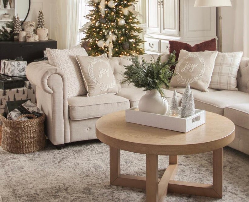 Oak Round Coffee Table Wood Coffee Table Oak Wooden Coffee Etsy