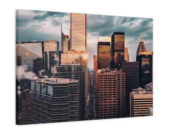 Downtown Toronto Winter Aerial View of King St East Canvas Wall Art Photography Print