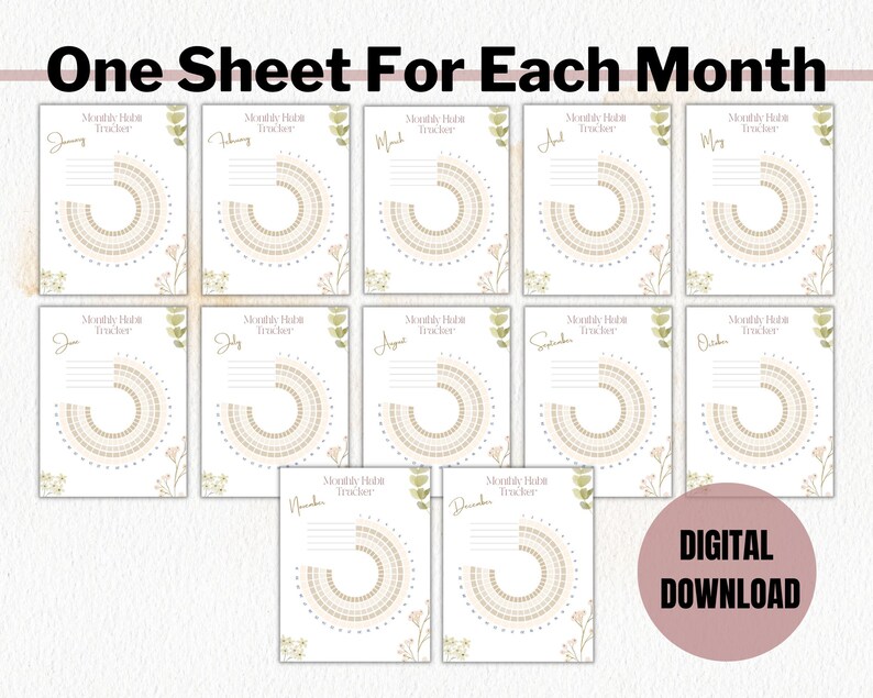 Circle Daily Habit Tracker Printable, Journal PDF in Sizes A4, A5 ...