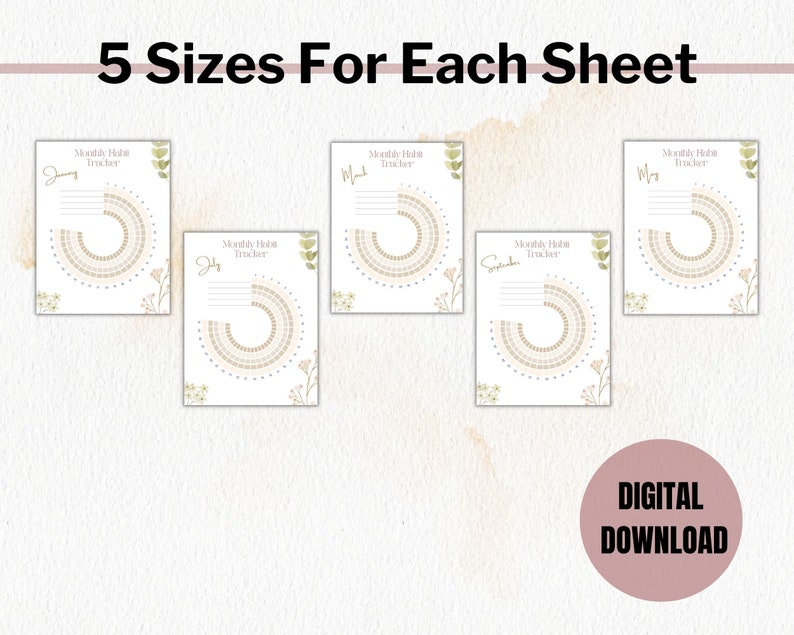 Circle Daily Habit Tracker Printable, Journal PDF in Sizes A4, A5 ...