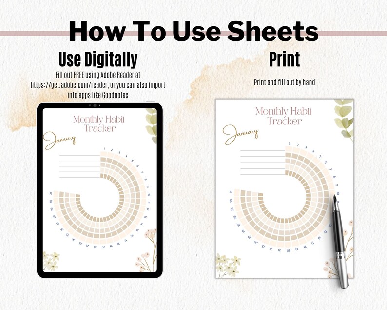 Circle Daily Habit Tracker Printable, Journal PDF in Sizes A4, A5 ...
