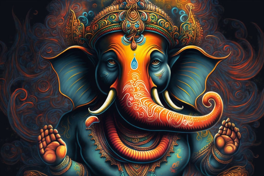 Ganesh Art AI Generated Hinduism Indian Deity Modern Etsy