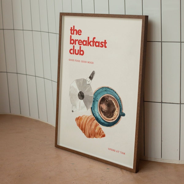The Breakfast Club Print. Retro Art Decor, Kitchen Print, Digital Wall Art. .