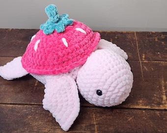 Strawberry Turtle Plushie Stuffed Animal Toy Amigurumi Handmade