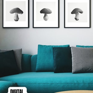 Set de 3 carteles de setas, estilo original en blanco y negro, arte de pared imprimible digital, descarga digital instantánea