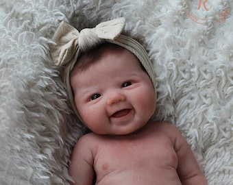 Muñeca bebé Reborn de silicona flexible y completamente suave con cara regordeta y extremidades articuladas