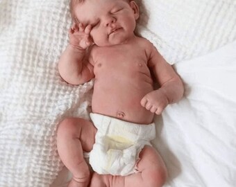 Flexibles realistisches Baby, wiedergeboren voller flüssiger Silikon-Babypuppe Junge oder Mädchen mit realistischem Bauchnabel und Geburtszeichen