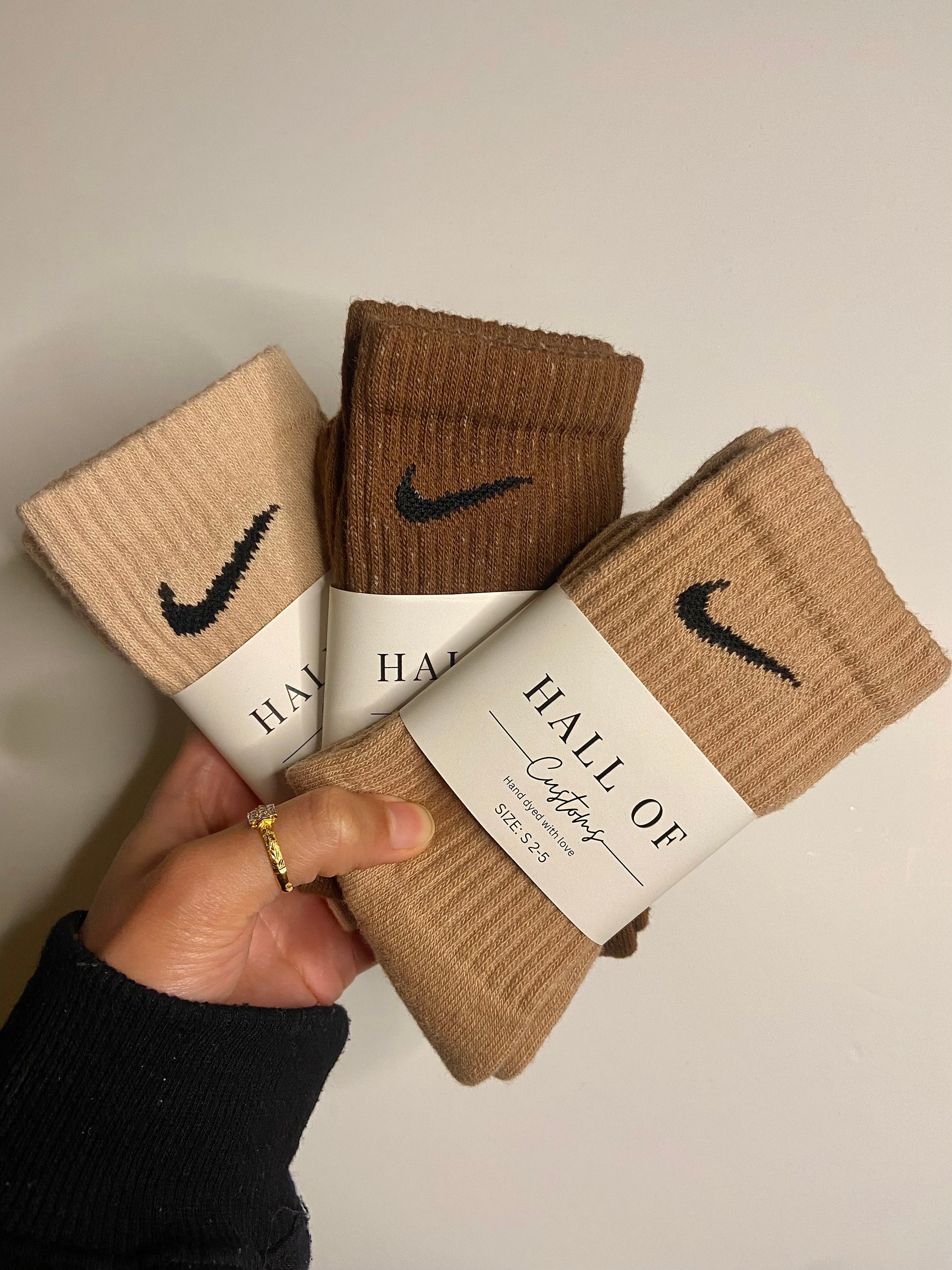 Nike Crew Custom Hand Dyed Socks Multipack 3 Pairs Brown Etsy UK