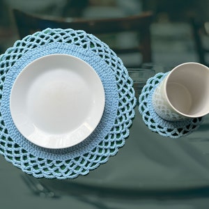 Handgemachte gestrickte Teller Tischset, Set von 6 großen 6 kleinen, Table Placer