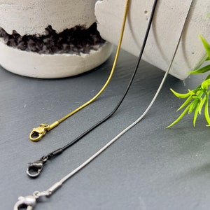 Thin stainless steel snake chain 1.2mm | gold stainless steel, silver stainless steel or black stainless steel | customizable length