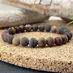 Natural Matte Picasso Jasper Bracelet 4mm/6mm/8mm – Custom Size – Balance and Inspiration Stone – Handmade Elastic Bracelet