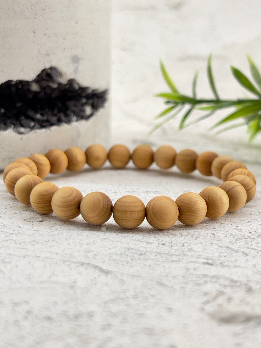 Three Teak Wood Bracelet 18K Trim