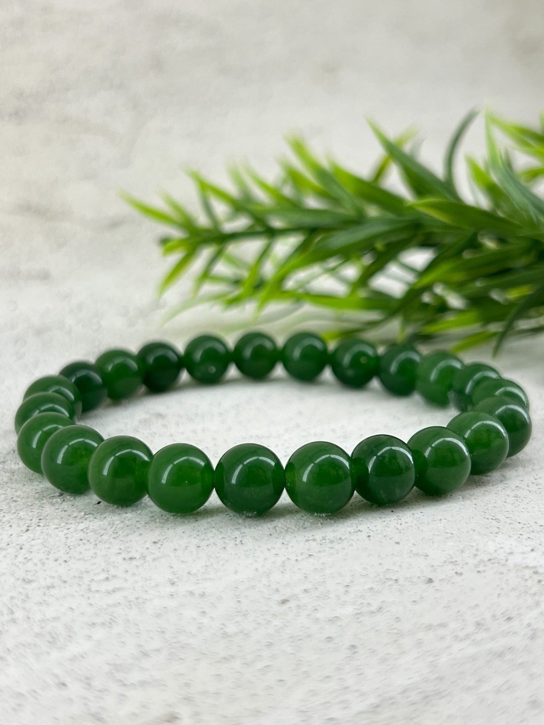 6mm/8mm/10mm Taiwan Green Jade Stone Bracelet Custom Size Green ...