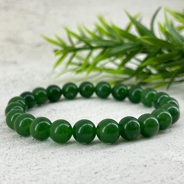 6mm/8mm/10mm Taiwan Green Jade Stone Bracelet | custom size | Green bracelet | natural stone ~ Mala bracelet, yoga