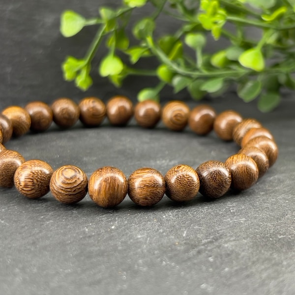 African wenge wood bracelet 6mm, 8mm, 10mm ~ custom size bracelet ~ Wooden stretch bracelet ~ African bracelet ~ mala