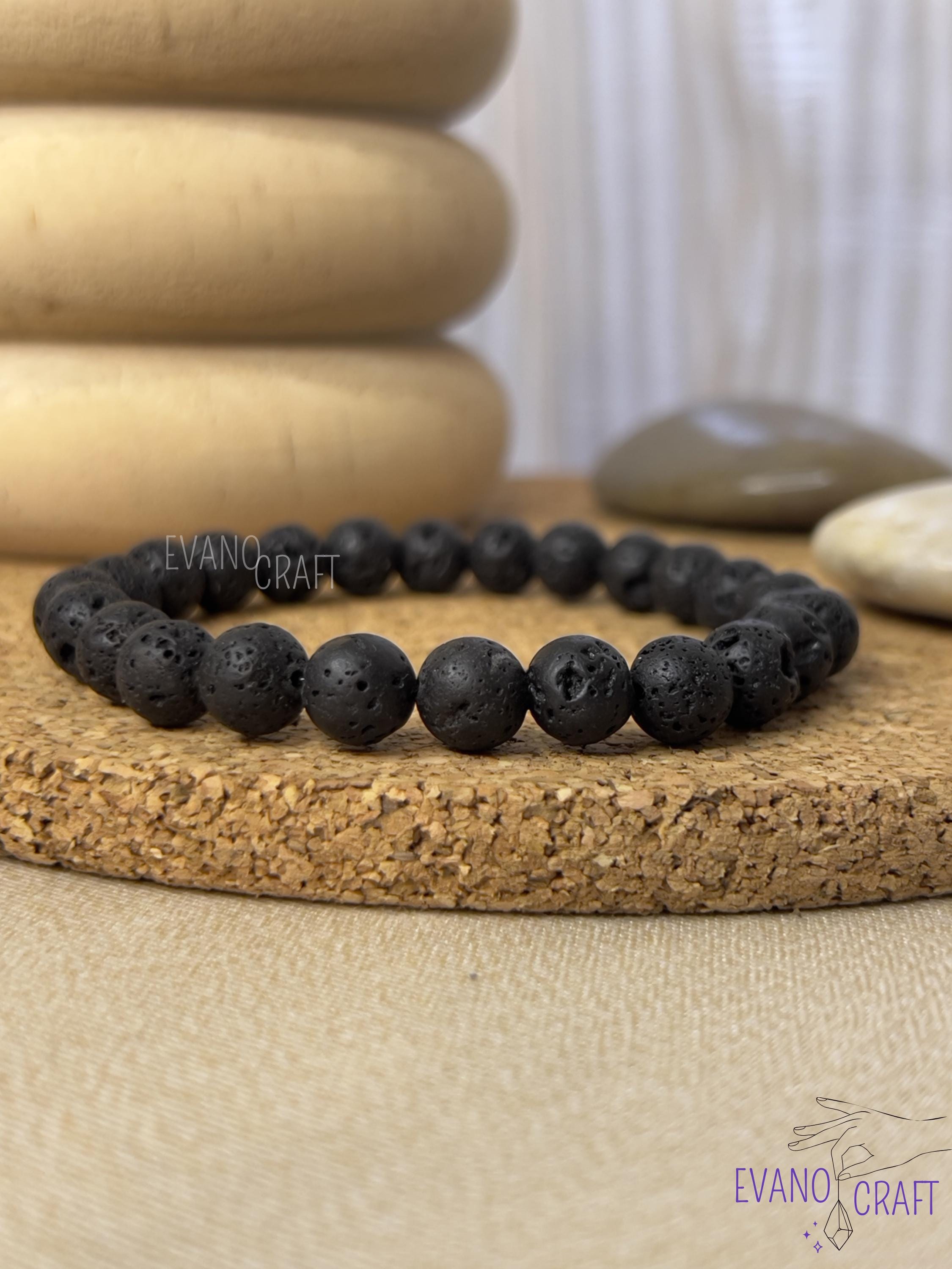 Natural Lava Stone Bracelet – Custom Size – Beadalon Stretch Wire – 6mm, 8mm or 10mm Beads - Aromatherapy Bracelet