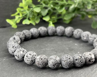 6mm/8mm Aromatherapy Bracelet 100% Natural Lava Stone ~ Custom Size ~ Essential Oil Bracelet ~ Therapeutic Bracelet