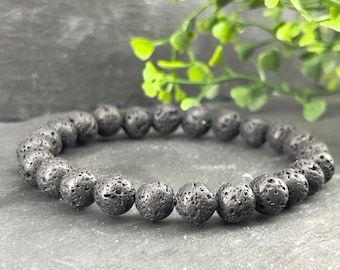 Black lava stone aroma bracelet ~ custom size, 6mm,8mm,10mm beads ~ Essential oil bracelet ~ Therapeutic bracelet ~ Holistic