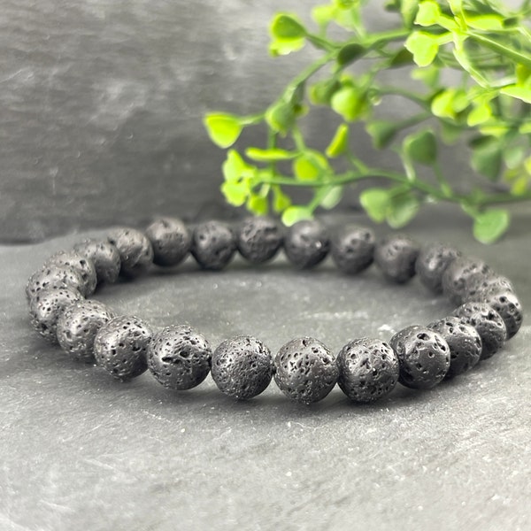 Black lava stone aroma bracelet ~ custom size, 6mm,8mm,10mm beads ~ Essential oil bracelet ~ Therapeutic bracelet ~ Holistic