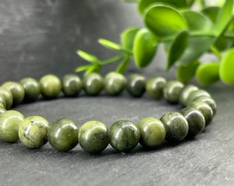 Canadian Green Jade stone bracelet 4mm/6mm/8mm~ custom size ~ green bracelet | green nature bracelet ~ precious stone