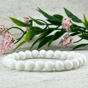 White agate stone mate bracelet ~ 6mm/8mm/10mm ~ white mate bracelet ~ custom size ~ unisex ~ gift for her/him