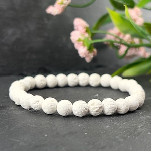 Aromatherapy Bracelet 6mm/8mm/10mm ~ White Lava Stone ~ Therapeutic Bracelet ~ Essential Oil Bracelet ~ Holistic ~ Boho
