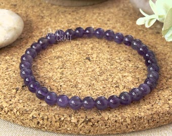 Natural stone bracelet Amethyst dream 6mm/8mm • Custom size • Purple stone • Calming and soothing bracelet • Precious stone