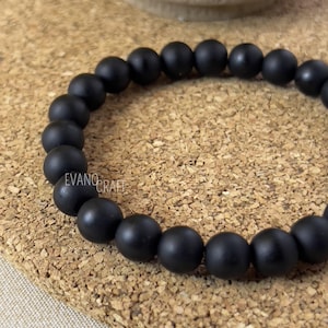 Matte Black Onyx Bracelet – 4mm, 6mm, 8mm, 10mm Beads – Stretch Bracelet – Natural Stone – Mixed Jewelry – Spiritual Gift
