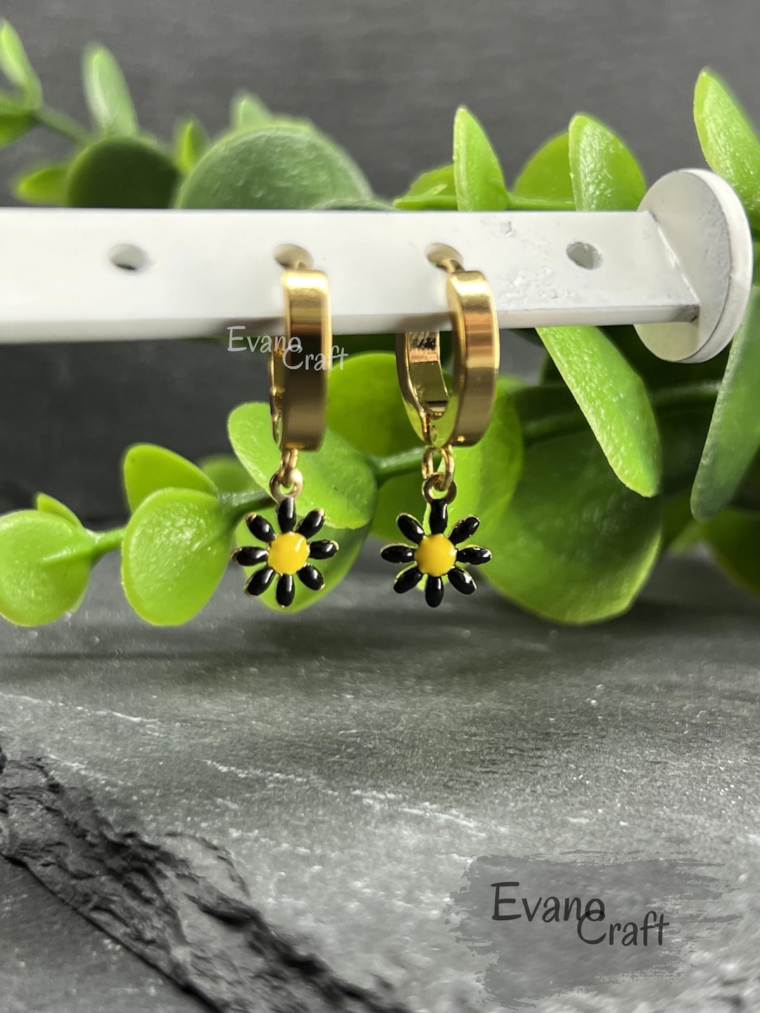 Boucles D'oreilles Créoles Noir Et Blanc élégantes - Bijou De Luxe Neuf Sans Emballage, Avec Pochette Cadeau